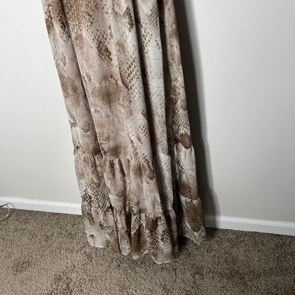 Express Maxi Dress Womens Medium Flowy Tiered Animal Print Mesh Chiffon Boho - Picture 7 of 14